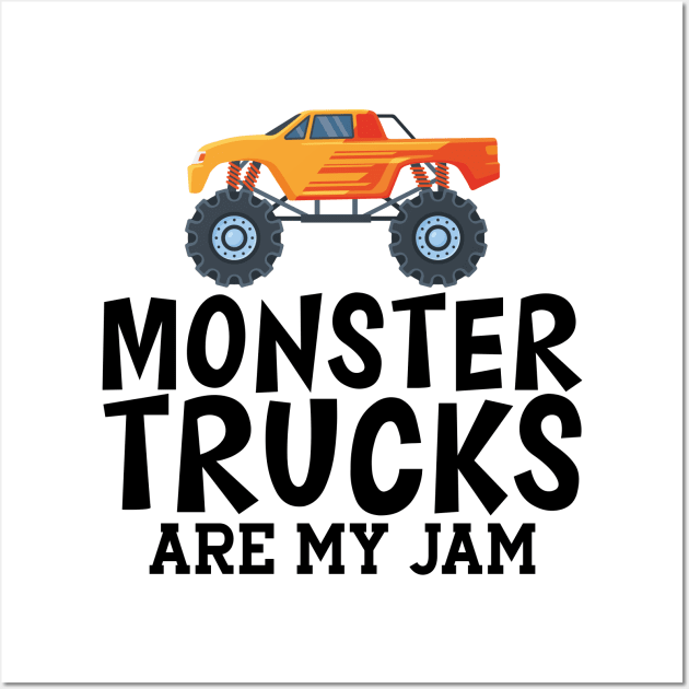 Monster trucks are my jam Wall Art by KC Happy Shop